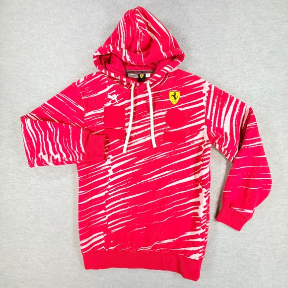 Puma Scuderia Ferrari Joshua Vides Hoodie Mens XS Red Graphic Racing Sweatshirt‎